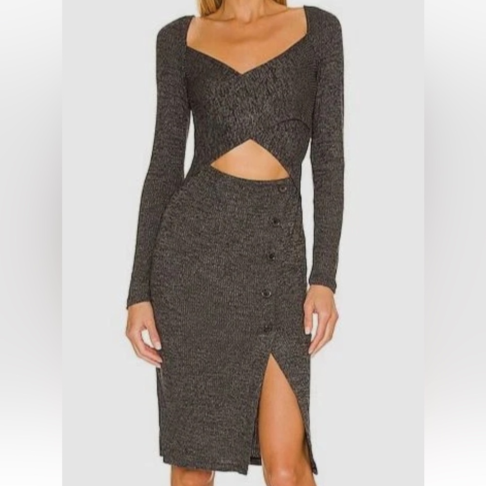 BCBGeneration Gray Textured Knit cutout dress size M
